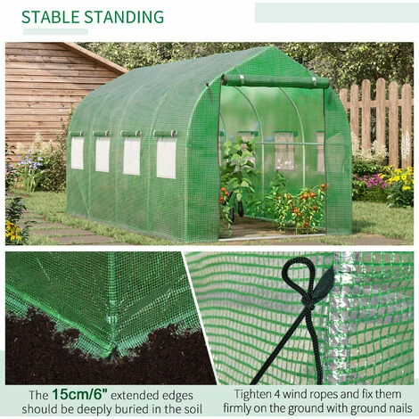 Outsunny 4 x 2 M Walk in Polytunnel Greenhouse Galvanised Steel w/ Zipped Door Outsunny 4 X 2 M Walk In Polytunnel Greenhouse Galvanised Steel W/ Zipped Door -Outsunny store 50886488 5