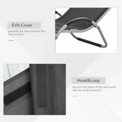 Outsunny Sun Lounge Recliner Lounge Chair Design Ergonomic W/ Pillow Black -Outsunny store 50886489 4