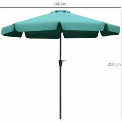 Alternative view of Outsunny 2.7m Patio Umbrella Garden Parasol With Crank, Ruffles, 8 Ribs, Green