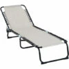 Outsunny Folding Beach Chair Chaise Lounge 4 Adjustable Positions, Cream White -Outsunny store 50886491 1
