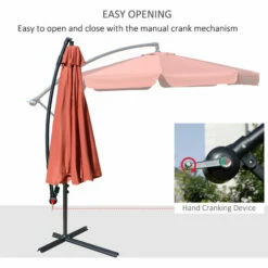 Outsunny 2.7m Garden Cantilever Banana Parasol Sun Shade W/ Crank, Wine Red -Outsunny store 50886494 4