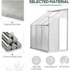 Outsunny 6 X 4ft Lean To Polycarbonate Greenhouse For Outdoor W/ Sliding Door -Outsunny store 50886497 4