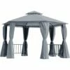 Outsunny 3 X 3(m) Gazebo Canopy 2 Tier Patio Shelter Steel For Garden Grey 1 Outsunny 3 X 3(m) Gazebo Canopy 2 Tier Patio Shelter Steel For Garden Grey -Outsunny store 50886500 1