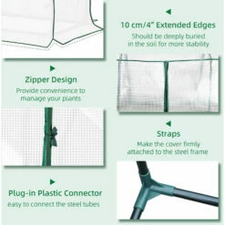 Outsunny Mini Greenhouse Portable Garden Growhouse With Zipper Design, White -Outsunny store 50886504 5
