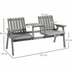 Outsunny 2-Seater Wooden Garden Bench Patio Antique Loveseat With Armrest Grey -Outsunny store 50886505 2