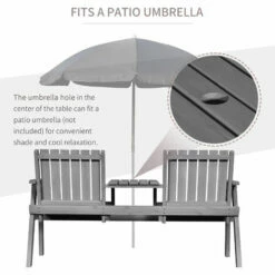 Outsunny 2-Seater Wooden Garden Bench Patio Antique Loveseat With Armrest Grey -Outsunny store 50886505 5