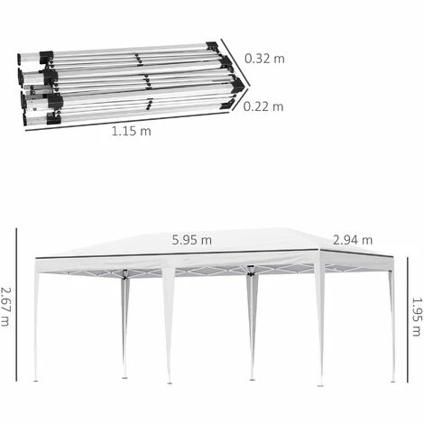 Outsunny 6 x 3M Pop Up Gazebo Patio Party Event Heavy Duty Canopy White Outsunny 6 X 3M Pop Up Gazebo Patio Party Event Heavy Duty Canopy White -Outsunny store 50886513 2