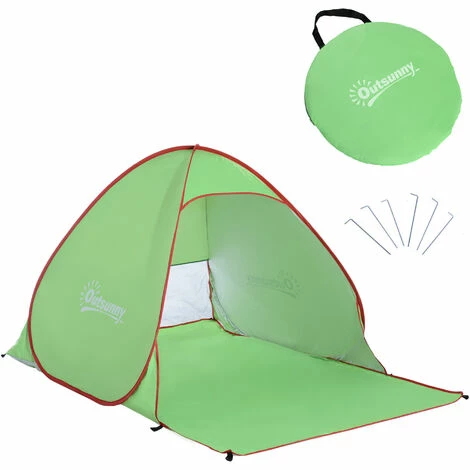 Outsunny 2-3 Person Pop up Tent Instant Camping Tent Sun Shade Shelter, Green Outsunny 2-3 Person Pop Up Tent Instant Camping Tent Sun Shade Shelter, Green -Outsunny store 50886517 1