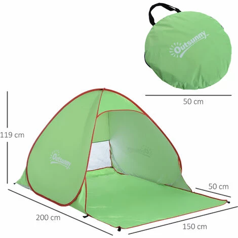 Outsunny 2-3 Person Pop up Tent Instant Camping Tent Sun Shade Shelter, Green Outsunny 2-3 Person Pop Up Tent Instant Camping Tent Sun Shade Shelter, Green -Outsunny store 50886517 2