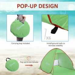 Outsunny 2-3 Person Pop Up Tent Instant Camping Tent Sun Shade Shelter, Green 6 Outsunny 2-3 Person Pop Up Tent Instant Camping Tent Sun Shade Shelter, Green -Outsunny store 50886517 5