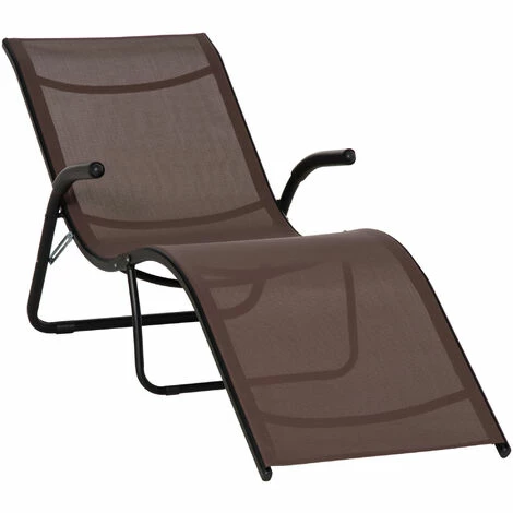 Outsunny Folding Lounge Chair, Outdoor Chaise Lounge for Beach, Poolside, Brown Outsunny Folding Lounge Chair, Outdoor Chaise Lounge For Beach, Poolside, Brown -Outsunny store 50886522 1