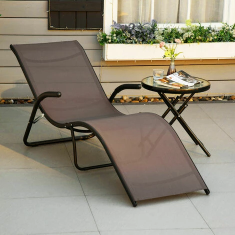 Outsunny Folding Lounge Chair, Outdoor Chaise Lounge for Beach, Poolside, Brown Outsunny Folding Lounge Chair, Outdoor Chaise Lounge For Beach, Poolside, Brown -Outsunny store 50886522 3