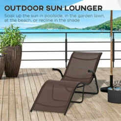 Outsunny Folding Lounge Chair, Outdoor Chaise Lounge For Beach, Poolside, Brown 5 Outsunny Folding Lounge Chair, Outdoor Chaise Lounge For Beach, Poolside, Brown -Outsunny store 50886522 4