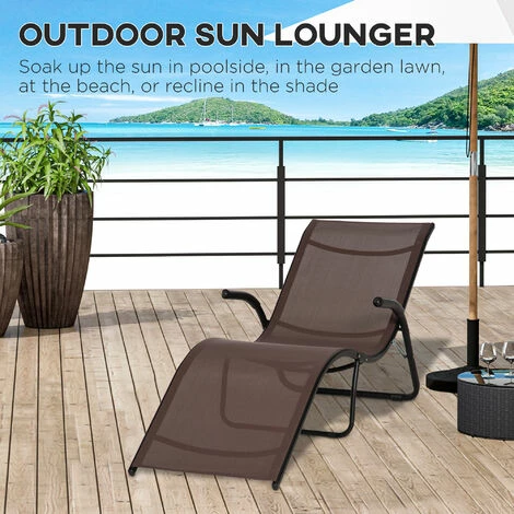 Outsunny Folding Lounge Chair, Outdoor Chaise Lounge for Beach, Poolside, Brown Outsunny Folding Lounge Chair, Outdoor Chaise Lounge For Beach, Poolside, Brown -Outsunny store 50886522 4