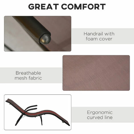 Outsunny Folding Lounge Chair, Outdoor Chaise Lounge for Beach, Poolside, Brown Outsunny Folding Lounge Chair, Outdoor Chaise Lounge For Beach, Poolside, Brown -Outsunny store 50886522 5