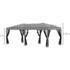 Outsunny 3 X 6 M Patio Gazebo Wedding Pop-up Party Tent Canopy Sun Shade Grey -Outsunny store 50886524 2