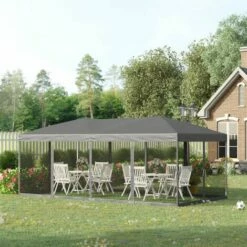 Outsunny 3 X 6 M Patio Gazebo Wedding Pop-up Party Tent Canopy Sun Shade Grey -Outsunny store 50886524 3