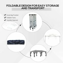 Outsunny 3 X 6 M Patio Gazebo Wedding Pop-up Party Tent Canopy Sun Shade Grey -Outsunny store 50886524 5