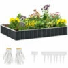 Outsunny Metal Raised Garden Bed No Bottom DIY Large Planter Box W/ Gloves -Outsunny store 50886525 1