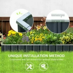 Outsunny Metal Raised Garden Bed No Bottom DIY Large Planter Box W/ Gloves -Outsunny store 50886525 5