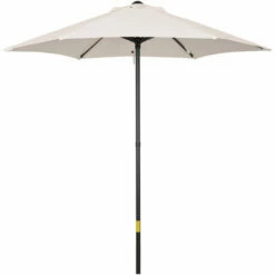 Outsunny 2m Parasol Patio Umbrella, Outdoor Sun Shade With 6 Ribs Cream White