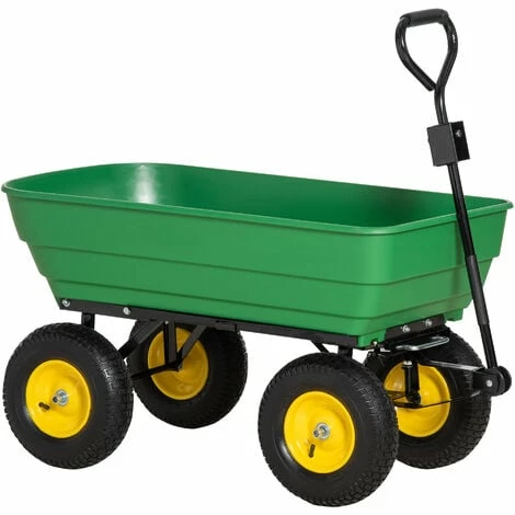 Outsunny 125L Garden Cart Trolley Dump Wheelbarrow Trailer Truck 4 Wheels Green Outsunny 125L Garden Cart Trolley Dump Wheelbarrow Trailer Truck 4 Wheels Green -Outsunny store 50886529 1