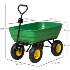 Outsunny 125L Garden Cart Trolley Dump Wheelbarrow Trailer Truck 4 Wheels Green 3 Outsunny 125L Garden Cart Trolley Dump Wheelbarrow Trailer Truck 4 Wheels Green -Outsunny store 50886529 2