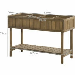 Outsunny Wooden Herb Planter Stand 8 Cubes Bottom Shelf Raised Bed Brown -Outsunny store 50886534 2