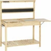 Outsunny Potting Bench Table Workstation W/ Chalkboard, Sink, Hooks And Drawer