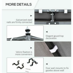 Outsunny 4 X 3M Wall Mounted Awning Free Stand Canopy Shade Porch Pergola Grey -Outsunny store 50886537 4