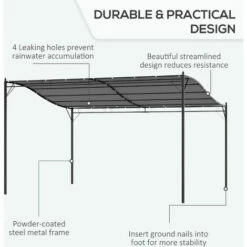 Outsunny 4 X 3M Wall Mounted Awning Free Stand Canopy Shade Porch Pergola Grey -Outsunny store 50886537 5