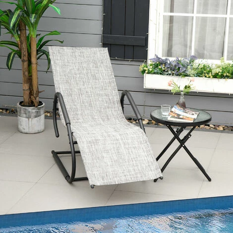 Outsunny Outdoor Sun Lounger for Sunbathing, Reclining Rocking Chaise Lounge Chair Outsunny Outdoor Sun Lounger For Sunbathing, Reclining Rocking Chaise Lounge Chair -Outsunny store 50886538 3