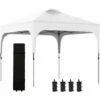 Outsunny Pop Up Gazebo Foldable W/ Wheeled Carry Bag & 4 Weight Bags, White -Outsunny store 50886545 1