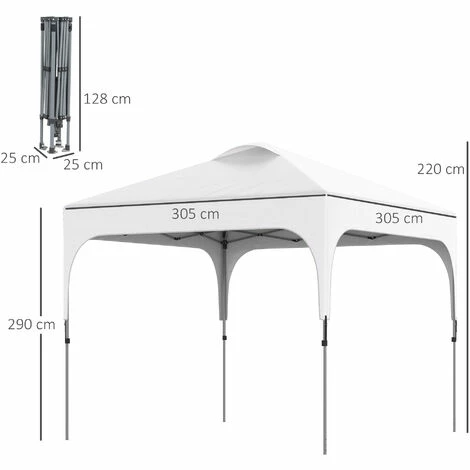 Outsunny Pop Up Gazebo Foldable w/ Wheeled Carry Bag & 4 Weight Bags, White Outsunny Pop Up Gazebo Foldable W/ Wheeled Carry Bag & 4 Weight Bags, White -Outsunny store 50886545 2