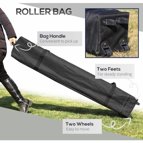 Outsunny Pop Up Gazebo Foldable w/ Wheeled Carry Bag & 4 Weight Bags, White Outsunny Pop Up Gazebo Foldable W/ Wheeled Carry Bag & 4 Weight Bags, White -Outsunny store 50886545 4