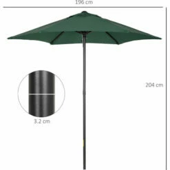 Outsunny 2m Parasol Patio Umbrella, Outdoor Sun Shade With 6 Ribs Green 3 Outsunny 2m Parasol Patio Umbrella, Outdoor Sun Shade With 6 Ribs Green -Outsunny store 50886547 2