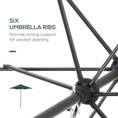 Outsunny 2m Parasol Patio Umbrella, Outdoor Sun Shade with 6 Ribs Green Outsunny 2m Parasol Patio Umbrella, Outdoor Sun Shade With 6 Ribs Green -Outsunny store 50886547 5