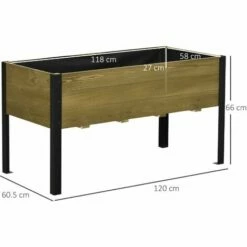 Outsunny Raised Garden Bed Elevated Wooden Planter Box W/ Metal Legs For Garden -Outsunny store 50910760 2