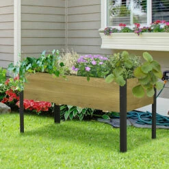 Outsunny Raised Garden Bed Elevated Wooden Planter Box W/ Metal Legs For Garden -Outsunny store 50910760 3