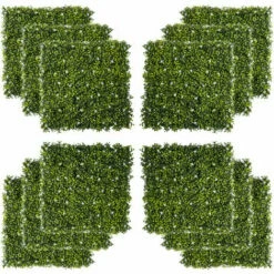 Outsunny 12PCS 50cm X 50cm Artificial Boxwood Panel Milan Grass With Flowers