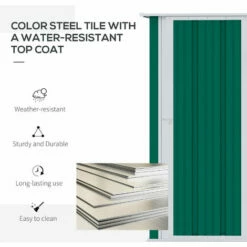 Outsunny Outdoor Storage Shed Steel Garden Shed With Lockable Door Green -Outsunny store 50910764 4
