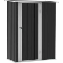 Outsunny Garden Storage Shed With Lockable Door Sloped Roof For Bike Grey