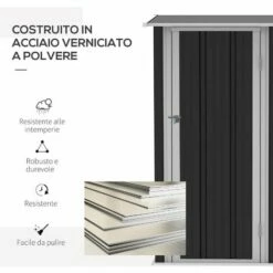 Outsunny Garden Storage Shed With Lockable Door Sloped Roof For Bike Grey 10 Outsunny Garden Storage Shed With Lockable Door Sloped Roof For Bike Grey -Outsunny store 50910783 4