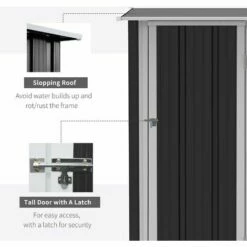 Outsunny Garden Storage Shed With Lockable Door Sloped Roof For Bike Grey 11 Outsunny Garden Storage Shed With Lockable Door Sloped Roof For Bike Grey -Outsunny store 50910783 5