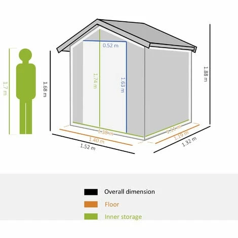 Outsunny 5ft X 4.3ft Outdoor Metal Storage Shed With Sliding Door Sloped Roof 4 Outsunny 5ft X 4.3ft Outdoor Metal Storage Shed With Sliding Door Sloped Roof - Image 2