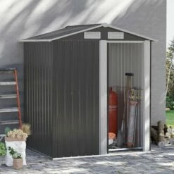 Outsunny 5ft X 4.3ft Outdoor Metal Storage Shed With Sliding Door Sloped Roof 9 Outsunny 5ft X 4.3ft Outdoor Metal Storage Shed With Sliding Door Sloped Roof -Outsunny store 50910791 3