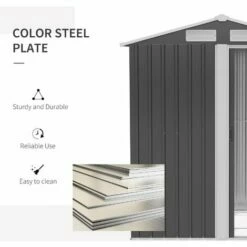 Outsunny 5ft X 4.3ft Outdoor Metal Storage Shed With Sliding Door Sloped Roof 10 Outsunny 5ft X 4.3ft Outdoor Metal Storage Shed With Sliding Door Sloped Roof -Outsunny store 50910791 4