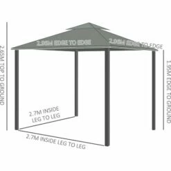 Outsunny 3 X 3(m) Patio Gazebo Garden Shelter W/ Mosquito Netting, Dark Grey -Outsunny store 50945504 2