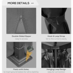 Outsunny 3 X 3(m) Patio Gazebo Garden Shelter W/ Mosquito Netting, Dark Grey -Outsunny store 50945504 5