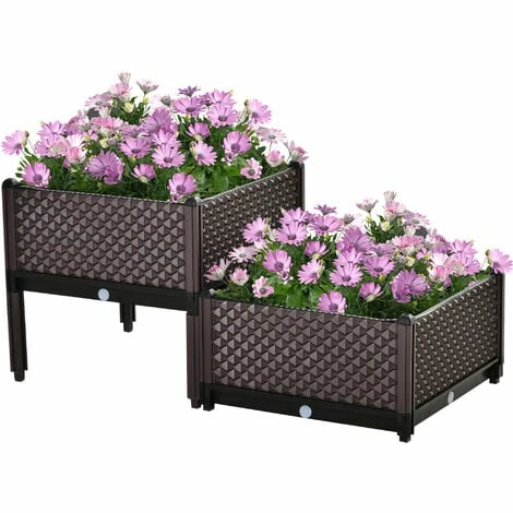 Outsunny 2-Piece Raised Garden Bed Planter Box for Flowers, Vegetables, Herbs Outsunny 2-Piece Raised Garden Bed Planter Box For Flowers, Vegetables, Herbs -Outsunny store 51014506 1